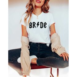 Rock and Roll Bride Shirts ACDC Bride to Be Shirt Bridal Shower Engagement Shirt Rock On Bride Or Die Gift Bridal Party