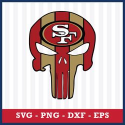 San Francisco 49ers Skull Svg, San Francisco 49ers Svg, San Francisco 49ers Cricut Svg, NFL Svg, Png Dxf Eps File
