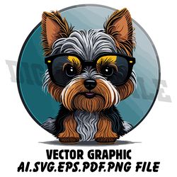 Yorkie in Sunglasses AI.EPS.PDF.SVG.PNG DOWNLOAD DIGITAL File Vector Design