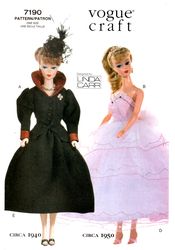 Barbie Vintage Sewing Pattern PDF Fashion Dolls size 11 1/2 inches Vogue 7190