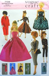 Barbie Vintage Sewing Pattern PDF Fashion Dolls size 11 1/2 inches Vogue 7108