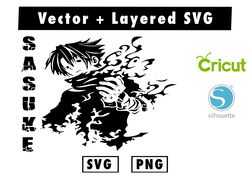 Sasuke Uchiha svg & png files for cricut machine , anime svg , manga svg , Goku svg
