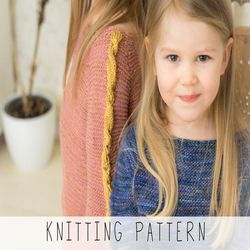 KNITTING PATTERN kids sweater x Cable pullover knit pattern x Easy sweater x PDF pattern x Raglan jumper x Kids sweater