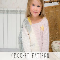 CROCHET PATTERN easy unicorn sweater x Kids sweater crochet pattern x Kids pullover x Unicorn crochet pattern x Kids