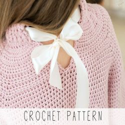 Girls Sweater CROCHET PATTERN Puff Sleeved Jumper Crochet Pattern Beginner Crochet Sweater Pullover Pattern Raglan
