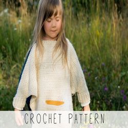 CROCHET PATTERN butterfly poncho x Girls summer poncho pattern x Halloween crochet pattern x Sleeved poncho crochet