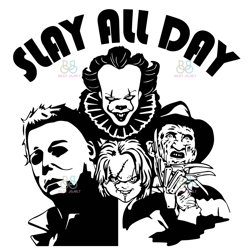 Halloween Svg, Horror Svg, Horror Friends Svg, Chucky and Freddy Svg, Slay All Day Svg
