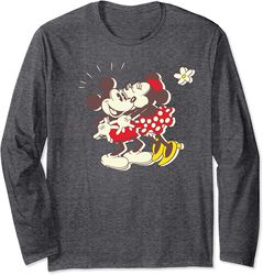 Disney Vintage Mickey Minnie Mouse Kiss Long Sleeve T-Shirt Long Sleeve