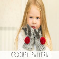 crochet pattern reindeer wrist warmers x christmas crochet pattern x fingerless gloves x deer pattern x kids wrist