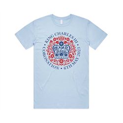King Charles 3rd The Third Crest T-shirt Tee Top Retro Vintage 80s 90s Mens Womens Coronation May 2023