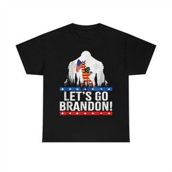 Bigfoot Hiking American flag Let's Go Brandon T-Shirt