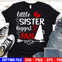 Football Sister Svg, Little Sister Biggest Fan, Football Svg, Girl Football Shirt Svg, Cheer Sister Svg Files for Cricut