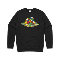 Melting Rubik's Cube Jumper Sweater Sweatshirt Funny Nerdy Geek Gift Sheldon Big Bang