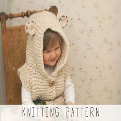 KNITTING PATTERN hooded vest x Kids vest knit pattern x Beginner pattern x Knit bear x Sleeveless sweater x Easy knit