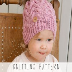 KNITTING PATTERN cable beanie x Cable hat knit pattern x Women cable hat knitting pattern x Easy Knit Pattern x Kids