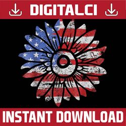 American Flag Sunflower Graphic Of July, Memorial day, American Flag, Independence Day PNG File Sublimation