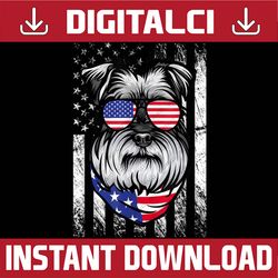 Schnauzer American Flag Patriotic Schnauzer Dog 4th Of July, Memorial day, American Flag, Independence Day PNG File Subl