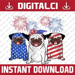 Pug American Flag Firework Independence Day 4th Of July, Memorial day, American Flag, Independence Day PNG File Sublimat