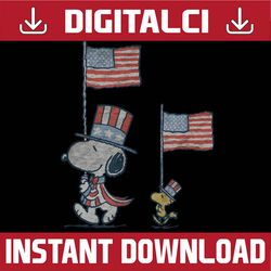 Peanuts Snoopy Independence Day Woodstock March Memorial day, American Flag, Independence Day PNG File Sublimation