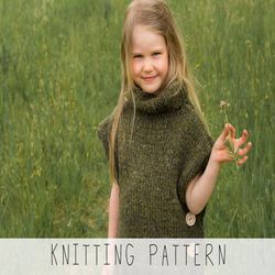 Easy poncho KNITTING PATTERN Kids Poncho Knit Pattern Collared Poncho Beginner Pattern Toddler Vest Pattern Sleeveless