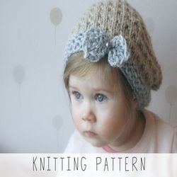 knitting pattern slouchy hat x girls hat knit pattern x kids beanie hat pattern x beginners hat x chunky hat x easy knit