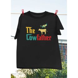 Vintage The Cowfather Funny Happy Father's Day Family Cow Farmer T-Shirt, Funny Cow Shirt, The Cowfather Parody, Cow Dad