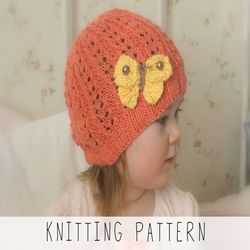 KNITTING PATTERN summer lace beanie x Girls hat knit pattern x Toddler summer beanie pattern x Beach hat pattern Ivy