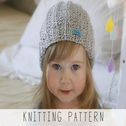 KNITTING PATTERN simple slouchy hat x Toddler hat knit pattern x Ribbed slouch pattern x Mens hat knit pattern x Classic
