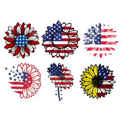 American Flag Sunflower Bundle Svg, 4Th Of July Svg, Patriotic Sunflower Svg, Sunflower Svg, Independence Day Svg