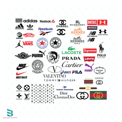 Fashion Logo Bundle Svg, LV Svg, Adidas Svg, Gucci Svg