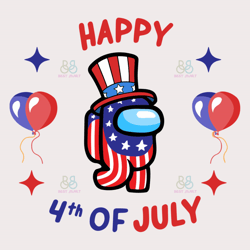 Happy 4Th Of July Among Us Svg, American Flag Svg, Among Us Svg, 4Th Of July, Independence Day Svg