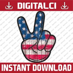 American Flag Peace Sign Hand Memorial day, American Flag, Independence Day PNG File Sublimation