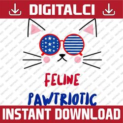 4th Of July Cat Independence Day Patriot USA For Cat Lover Memorial day, American Flag, Independence Day PNG File