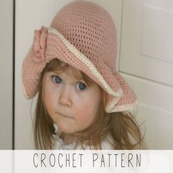 Girls Brim Hat CROCHET PATTERN Easy Sun Hat Crochet Toddler Summer Hat Pattern Brimmed Hat Crochet Pattern Beginners