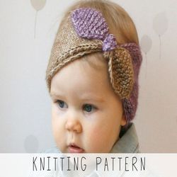 Bow headband KNITTING PATTERN Girls Headband Knit Pattern Baby Headband Pattern Ear Warmer Pattern Bow Headwrap knit
