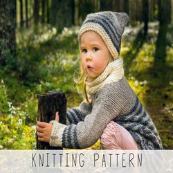 KNITTING PATTERN toddler sweater x Cat sweater knit pattern x Easy pullover, hat and leg warmers knit pattern x Kids