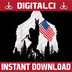 4th of July Bigfoot Sasquatch USA American Flag Memorial day, American Flag, Independence Day PNG File Sublimation