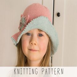 knitting pattern brim sun hat x girls brimmed hat x summer cloche knit pattern x light hat pattern x beach hat elis
