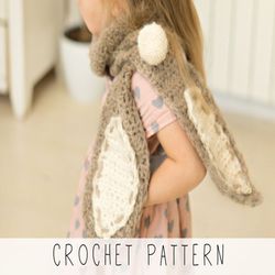 CROCHET PATTERN chunky bunny scarf x Easy scarf crochet pattern x Kids scarf pattern x Beginner crochet pattern x Bunny