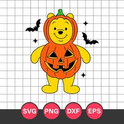 Halloween Pooh Bear Svg, Pooh Pumpkin Svg, Winnie The Pooh Svg, Disney Halloween Svg, Png Dxf Eps File