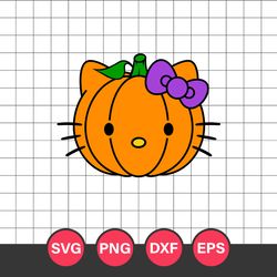 Hello Kitty Pumpkin Svg, Hello Kitty Svg, Pumpkin Svg, Halloween Svg, Png Dxf Eps Digital File