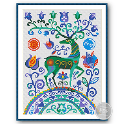 Deer Cross Stitch Pattern Scandinavian Ornament Folk Cross Stitch Instant Download PDF 337