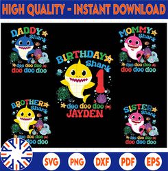 Personalized Birthday Shark Birthday Boy Or Girl Png,  Matching Family Popular Birthday Png Customized Any Names/Ages/Co