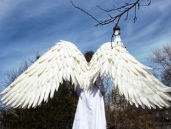 Large waving/movable white Heaven Angel adult wearable wings Christmas/Cosplay Costume/pregnancy, bridal photo props