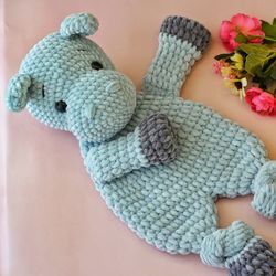 Hippo Snuggler Pattern, Hippo Baby Security Blanket, Crochet Pattern Animal, Hippo Crochet Pattern, Amigurumi Lovey