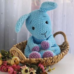 Bunny Snuggler, Crochet Rabbit Lovey, Amigurumi Comforter Cuddle Toy, Crochet Security blanket, Amigurumi bunny pattern