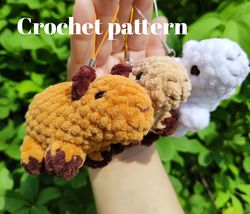 Crochet capybara plush keychain pattern, capybara amigurumi
