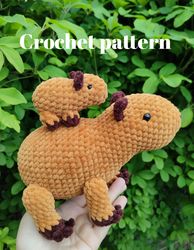 Crochet capybara plush and baby capybara pattern, capybara amigurumi pattern