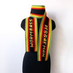 Crochet Rasta Scarf / Headband / Headwrap / Turban with Embroidery "Reggae Man" Hand knitting
