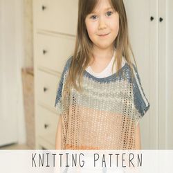KNITTING PATTERN summer mesh poncho x Kids poncho knit pattern x Easy lace poncho knit pattern x DIY poncho x Kids ponch